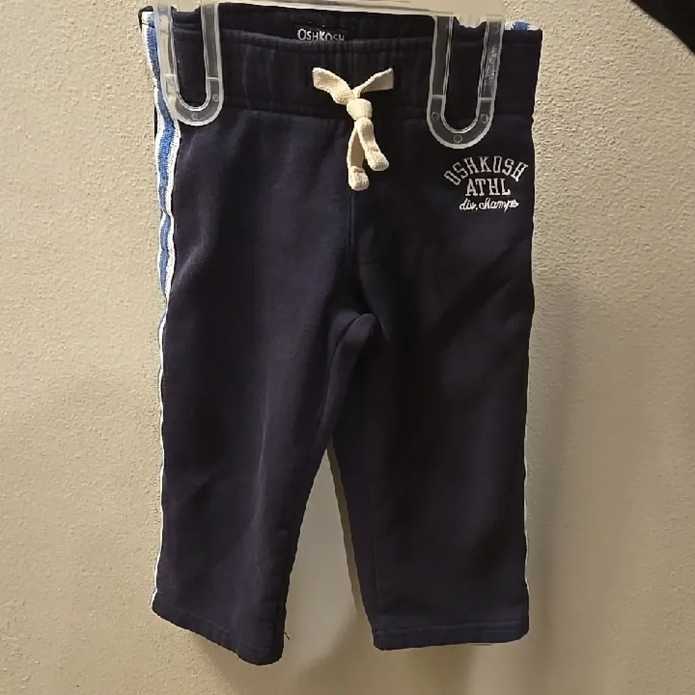 OshKosh B'gosh Kids Dark Blue Joggers with White Accents Side Stripe 2t